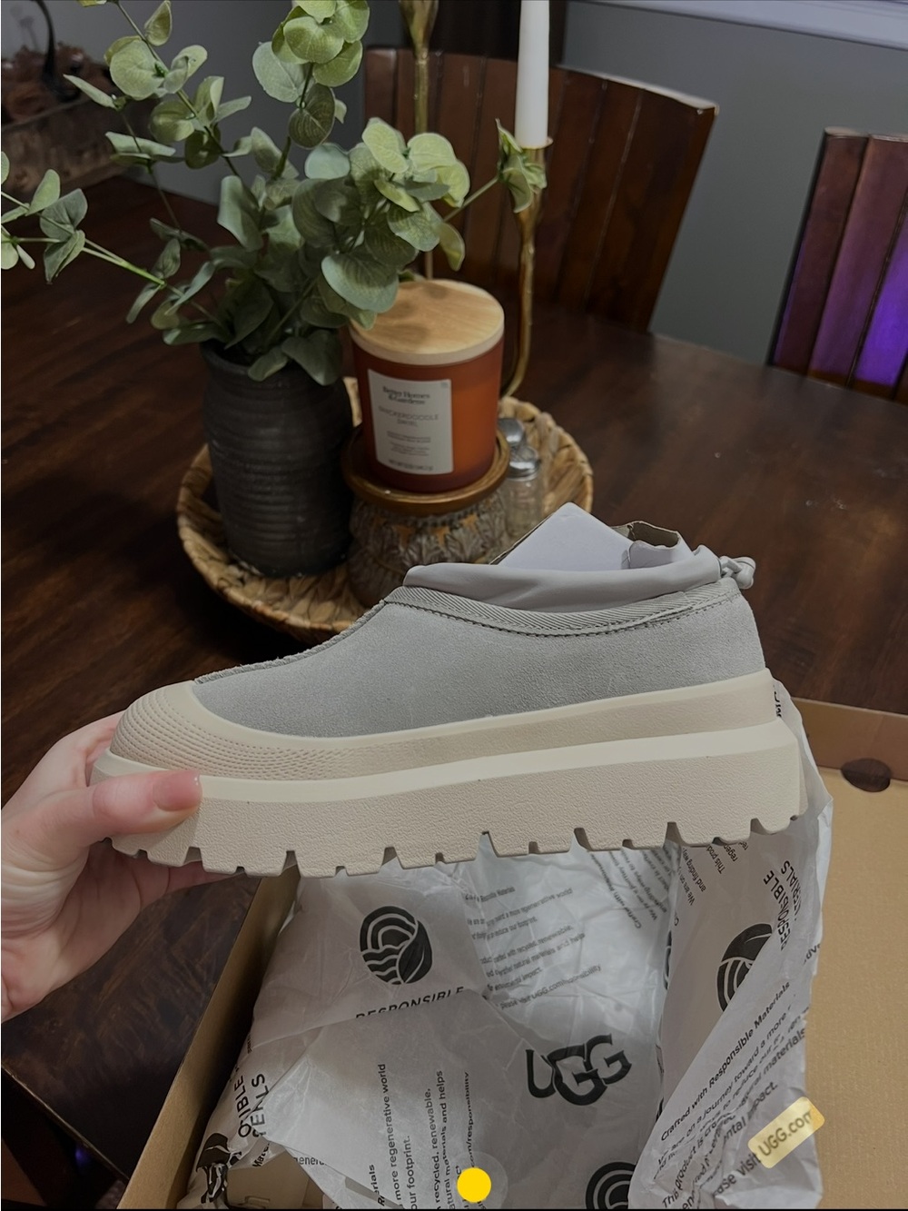 UGG Women's Slip-On Platform Sneaker in Light Gray and Cream
